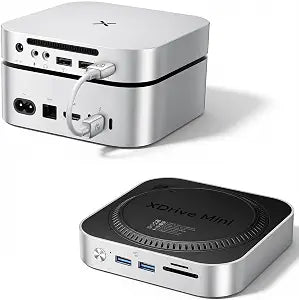 iDsonix Mac mini M4 Dock with M.2 NVMe/SATA SSD Enclosure, 2*USB A 10Gbps, 2*USB A 5Gbps, TF/SD Slot, 3.5mm Audio, Docking Station for Mac mini M4/ M4 Pro- M4D1