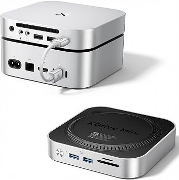 iDsonix Mac mini M4 Dock with M.2 NVMe/SATA SSD Enclosure, 2*USB A 10Gbps, 2*USB A 5Gbps, TF/SD Slot, 3.5mm Audio, Docking Station for Mac mini M4/ M4 Pro- M4D1