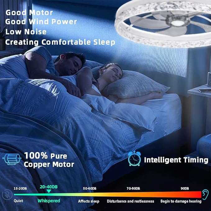 Ceiling Fan with Light,Low Profile Ceiling Fan,Flush Mount Ceiling Fan,Bluetooth Ceiling Fan with Speaker, Smart Ceiling Fan with Alexa&Google Assistant,Voice/APP/Remote Control