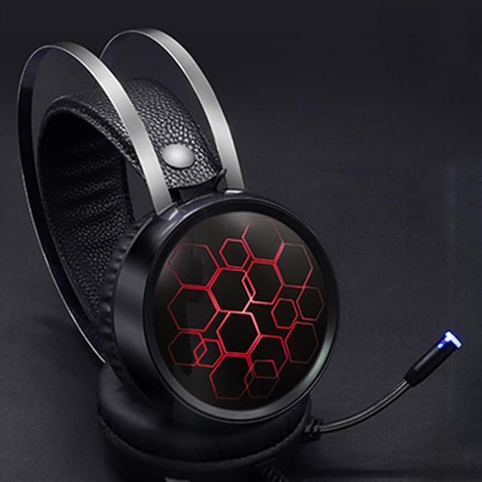 Stereo Gaming Headset with Mic Over-Ear Headphones Wired USB 7.1 Surround Sound RGB Light Soft Ear Pads for PC Computer Gaming Accessories