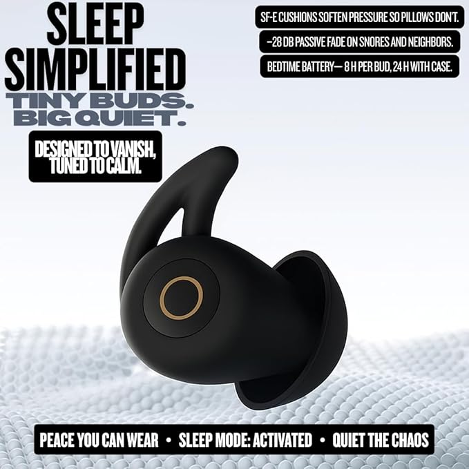 Sleep Earbuds, Ultra-Thin Invisible Headphones for Side Sleepers, 8-Hour Battery(24h w/ Case)No Buttons, No Lights, No Alerts, Noise Blocking Wireless Bluetooth 5.3, Gift for Him & Her, Mom & Dad