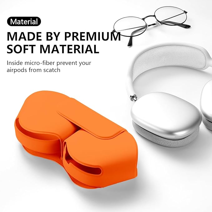 for Apple Airpods Max Case,Headphones Protective Case for AirPod Max Supports Sleep Mode, Anti-Scratch and Anti-Dust,Airpod Pro Max by PU Leather,Orange 2