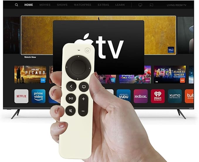 LEFXMOPHY White Cover Replacement for Apple TV Siri Remote 3rd Generation 2021-2024 New 4k Series 6 Generation 6th Gen Control, Silicone Skin Protector Glow Green in Dark with Lanyard, Easy to Find