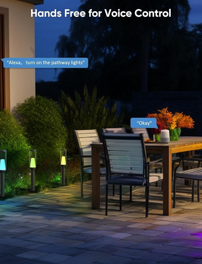 APPECK Pathway Lights Outdoor 800LM, RGBCW Low Voltage Landscape Lighting, Smart APP and Alexa Control, IP65 Waterproof, Color Changing Walkway Lights for Garden, Yard, Patio, Christmas, 6 Pack