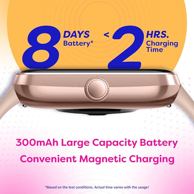 OCTANDRA Go VeryFit 1.69" Smart Watch - Heart Rate Blood Oxygen Saturation Sleep Monitor - Step Counter Pedometer - 5ATM Exercise Activity Fitness Tracker Watches for Men Women (ID207) (Pink)