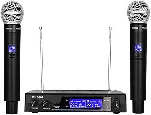 MicrocKing Wireless Microphone System Dynamic Handheld Microphones,150 Ft Operating Range,16 Hours Continuous Use,Ideal for Karaoke, Party, DJ, Church, Wedding, Indoor/Outdoor Activities