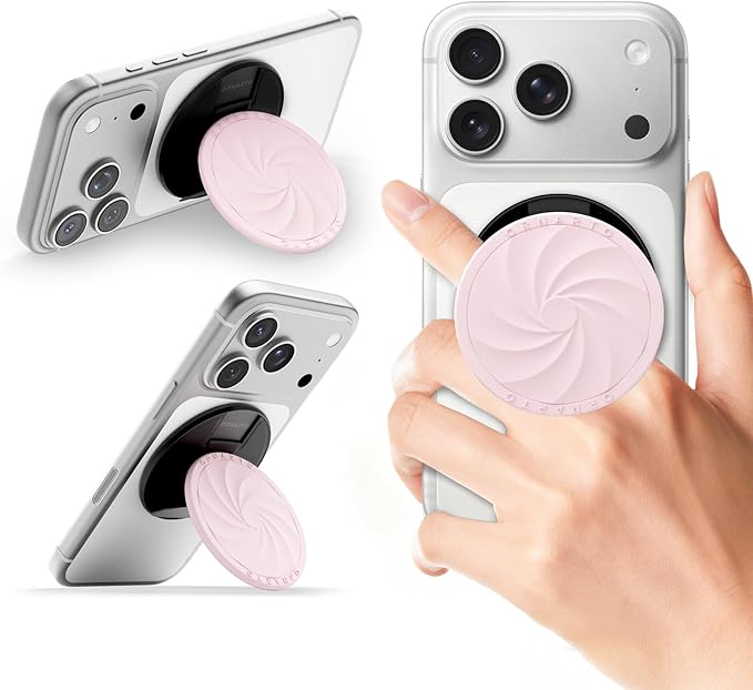 ORNARTO Vortuxe for MagSafe Phone Grip with Kickstand, Soft Liquid Silicone Finger Loop Grip, Phone Ring Holder for Back of Phone, Premium Build & Comfy Touch, Chalk Pink