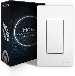 MoesGo 2nd Gen WiFi Smart Light Switch, Star Ring Backlight, White 1 Gang
