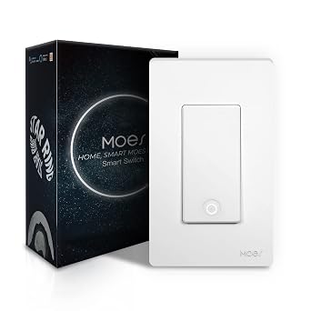 MoesGo 2nd Gen WiFi Smart Light Switch, Star Ring Backlight, White 1 Gang