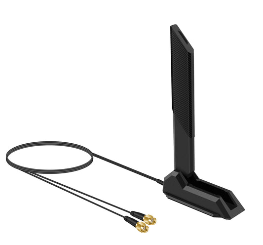 External WiFi 6 6E Tri-Band Antenna 6GHz 5.8GHz 2.4GHz Magnetic Base Antenna with RP-SMA Connector for PC Desktop Computer Asus Rog Strix Gigabyte Aorus Gaming WiFi Motherboard Card, Slinkdsco