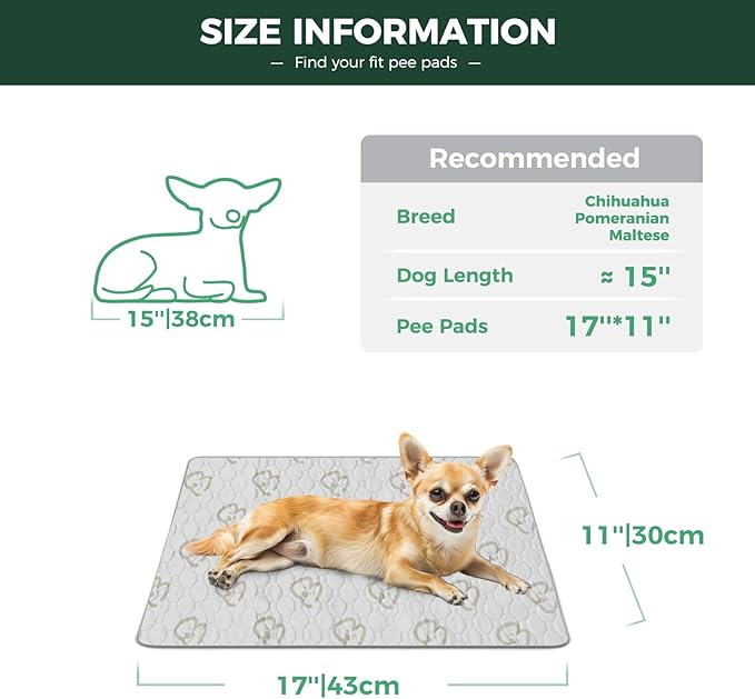 FXW Washable Pee Pads for Dogs, Puppy Pads with Super Absorbent, Specifically Designed for 18inch Cages, 11" x 17" Rectangle, Khaki, 2 Packs