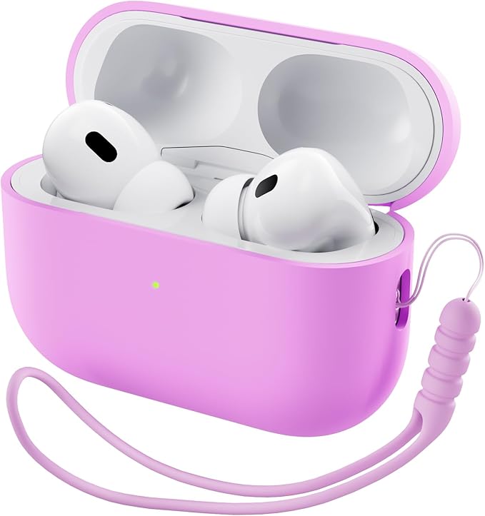 ORNARTO Compatible with AirPods Pro 2 Case 2022, Full Protective Hybrid Silicone for AirPods Pro 2nd Generation Case, Front LED Visible Skin Cover-Cherry Blossom