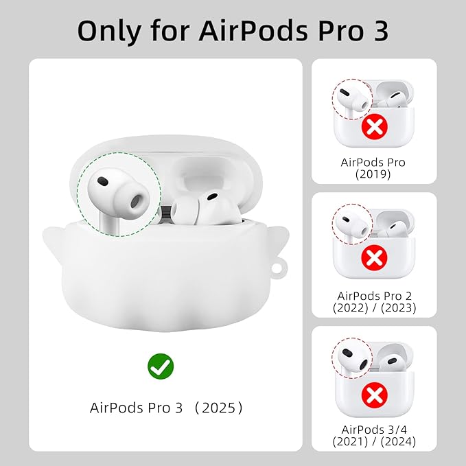 for AirPods Pro 3 Case 2025 Cute, Luminous Funny 3D Ghost Case Designed for Apple AirPods Pro 3rd Generation, Soft Silicone Anime AirPods Pro 3 Cases Cover for Women Men Kids Teens Girls Boys