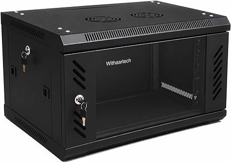6U Wall Mount Server Rack Cabinet, Lockable Glass Door, 17.7" Deep 19" Network Enclosure Case for Homelab, NAS, Switches, Patch Panels & AV Equipment