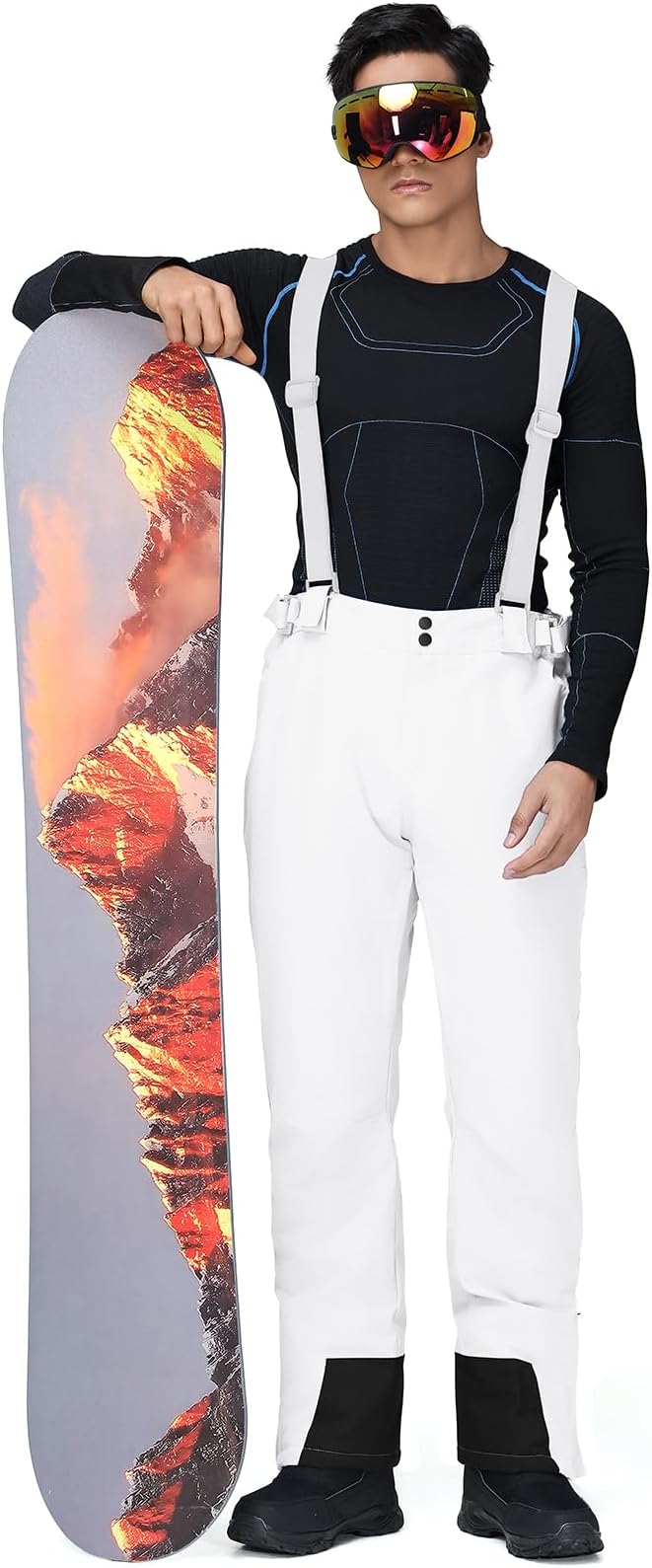 RIUIYELE Men's Ski Pants Insulated Snow Bibs Warm Winter Snowboard Bibs Overalls Waterproof Winterproof with Suspenders