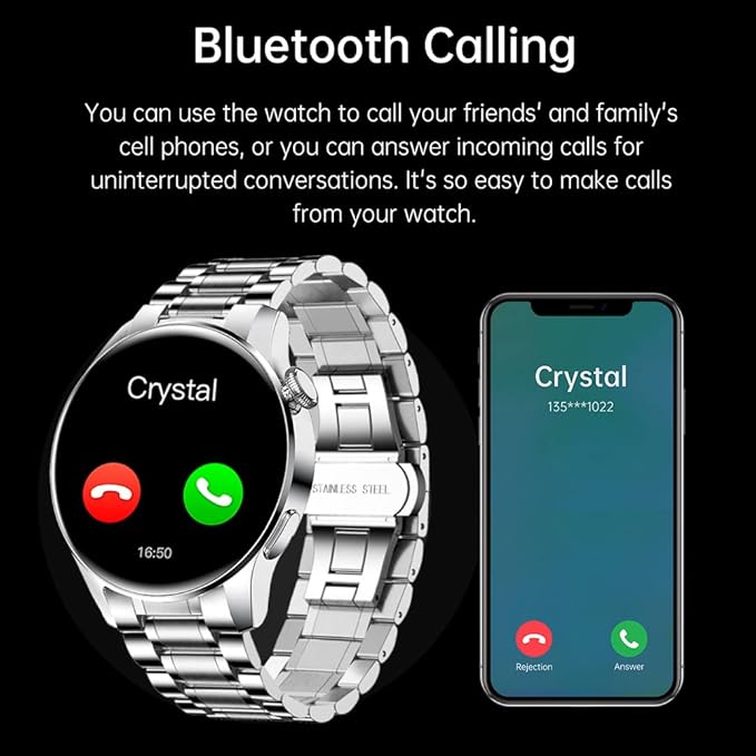FILIEKEU Bluetooth Calls Smart Watch Men Women Heart Rate Sleep Monitor Steps IP67 Waterproof Sport Fitness Tracker 1.3''Touch Screen Fasion Black Stainless Steel Smart Watches for Android iOS