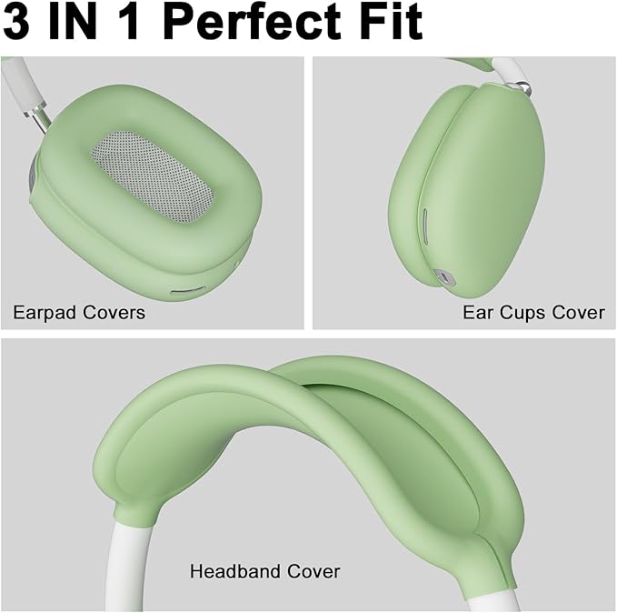 ATUAT for AirPods Max Headphones Case, Protective Silicone Case Cover Skin Accessories Anti-Scratch for Women Men for Apple AirPods Max 2024/2020 (USB-C/Lightning), Matcha