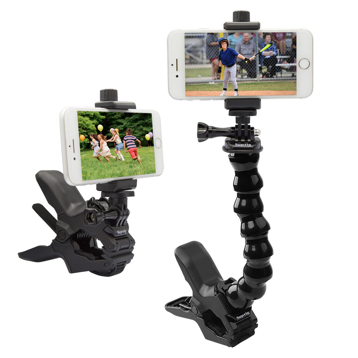 Suptig Phone Holder Desk Gooseneck Mount, Cell Phone Clamp Clip for Pole, Mount Stand, Compatible for iPhone 17 iPhone 16 Plus 15 Pro 14 Plus Xs Max XR X 8 7 6 6s Plus and Other 4-7'' Device
