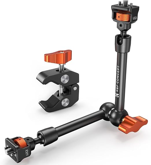 K&F CONCEPT 11" Magic Arm Clamp with Clamp ARRI 1/4" & 3/8" Thread Screw