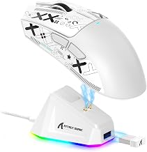 ATTACK SHARK X11 Wireless Gaming Mouse, PAW3311 Sensor, Lightweight, RGB Charging Dock, 22,000 DPI, Tri-Mode Connectivity, 5 Programmable Buttons, Grip Tape Included - White - Image 1