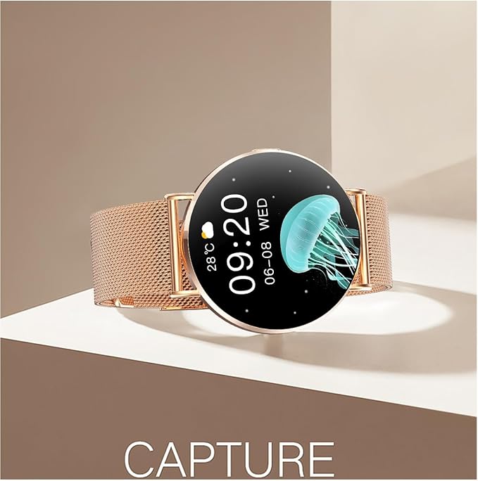 Ultra-Slim Women’s Smart Watch 41mm, All-Metal Body, 1.32" AMOLED Display, Bluetooth Calls, Health & Fitness Tracker with 150+ Sports Modes, for iPhone & Android (Gold)