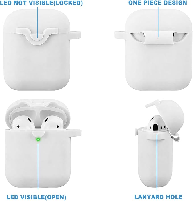 Secure Lock Silicone Case Compatible with AirPods Case 1 & 2 with Bling Keychain, Soft Protective Earpod Case Cover Earbuds Cases Women Girls for Apple Air Pod 2 Case - Grey