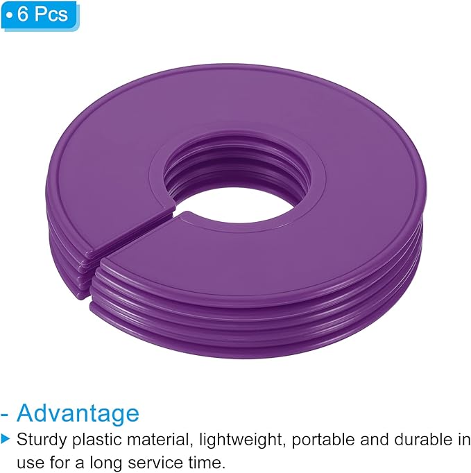 PATIKIL Clothes Dividers, 6 Pack Closet Clothing Rack Size Dividers Blank Labels Sorting Round Separator for Closet, Purple