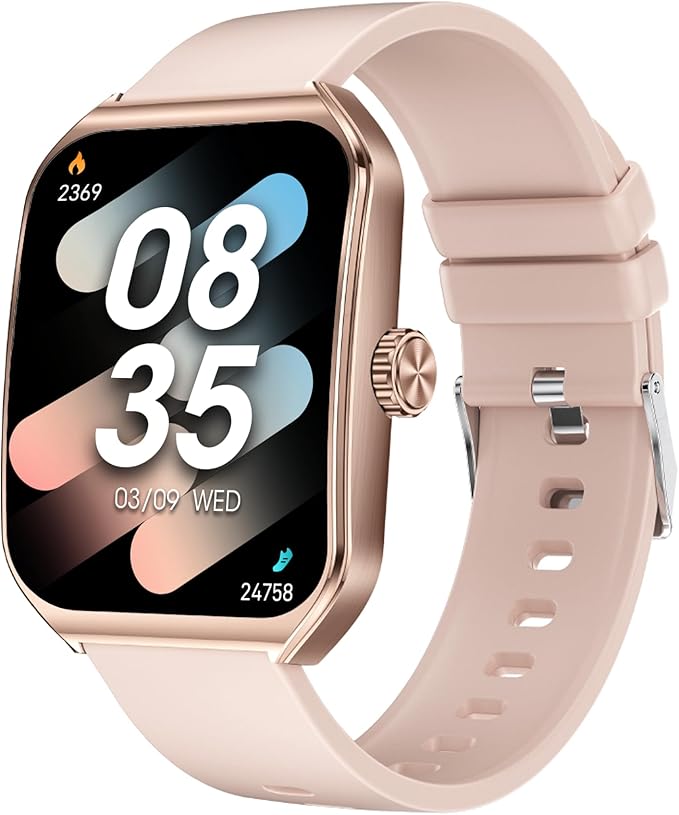 AOLON Smart Watches for Men Women, 1.83" HD Display with 3D Curved Glass, Metal Fitness Smart Watch with Heart Rate, SPO₂, Sleep & Stress Monitoring Fitness Tracker with Android & iOS（Rose Gold）