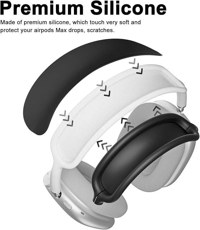 ATUAT for AirPods Max Headphones Case, Protective Silicone Case Cover Skin Accessories Anti-Scratch for Women Men for Apple AirPods Max 2024/2020 (USB-C/Lightning), Black
