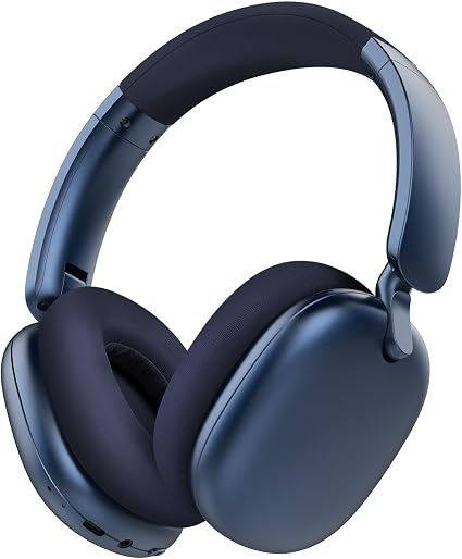 C6 Active Noise Cancelling Headphones, Wireless Over Ear Bluetooth Headphones, 60H Playtime, Lightweight Folding Comfort Fit Ear Cups Headset with Mic for iPad/Travel/PC/Home Blue