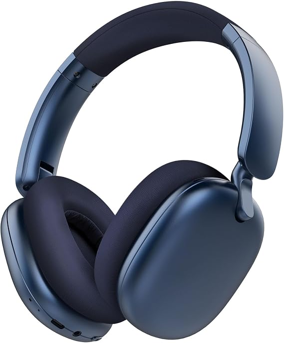 C6 Active Noise Cancelling Headphones, Wireless Over Ear Bluetooth Headphones, 60H Playtime, Lightweight Folding Comfort Fit Ear Cups Headset with Mic for iPad/Travel/PC/Home Blue
