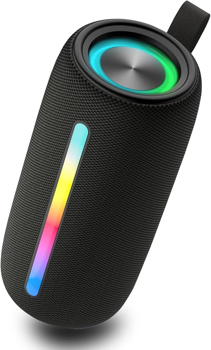 Portable Wireless Bluetooth Speaker: IPX6 Waterproof Audio,fm Radio,Loud USB/TF/AUX Play,LEDlights,TWS interconnected Stereo,Outdoor/Travel/Camping/Riding/Family/Party (red)