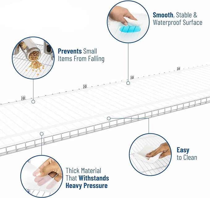 Wire Shelf Liner - 12" x 48" Flat Packed - Set of 4 - Clear - Wire Shelf Liners for Closets, Pantry and More - Plastic Closet Liner for Shelves - Easy to Trim - Wire Rack Cover - Closet Shelf Liner