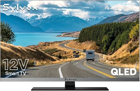 SYLVOX 22-Inch Smart RV TV, QLED 1080P FHD, Built-in DVD Player, Google TV OS, Wide Voltage Support 12V/24V AC/DC Television for RV & Home, HDMI & USB