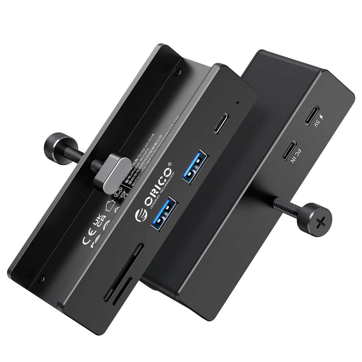 ORICO 5-Port Aluminum Clamp USB3.2 Hub, 10Gbps USB Splitter for Desk