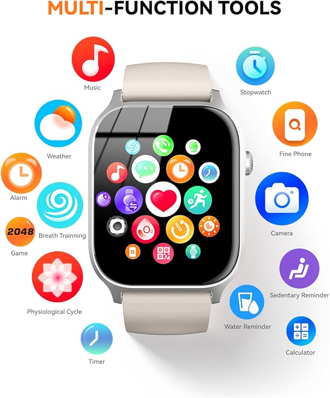 Smart Watches for Women Men, Fitness Tracker Watch with 110 Sports Modes, Step Counter/Sleep Monitor/Pedometer, IP68 Waterproof, Bluetooth Call & Music Control Smartwatch for iPhone/Android,Starlight