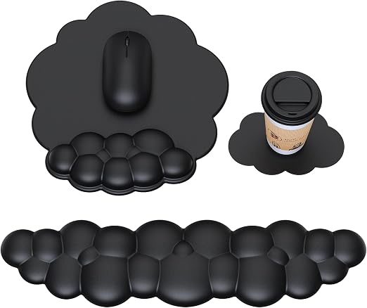 MOKURU Cloud Mouse Pad with Wrist Rest, Cloud Keyboard Wrist Rest, Mouse Pad Wrist Support, Ergonomic Keyboard Mouse Wrist Support (Black)