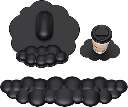 MOKURU Cloud Mouse Pad with Wrist Rest, Cloud Keyboard Wrist Rest, Mouse Pad Wrist Support, Ergonomic Keyboard Mouse Wrist Support (Black)