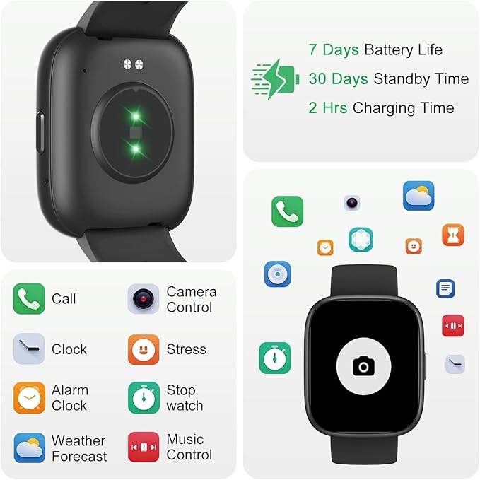 Smart Watch with Alexa & Bluetooth Calling-1.83" HD Touchscreen Fitness Watch, Fitness Tracker w/Heart Rate/Sleep Monitor, 30-Day Standby, 120+ Sports Modes, IP68 Waterproof Smartwatch for Android iOS