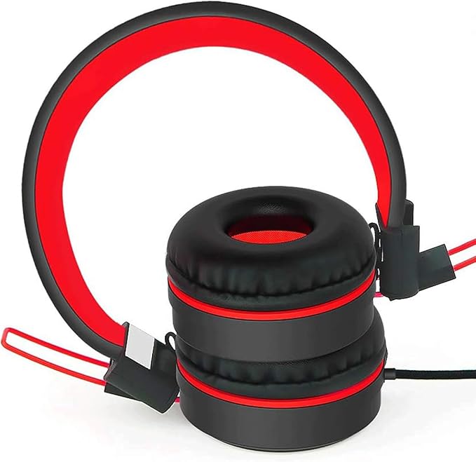 Kid Headphones for School, USB Type C Kids Headphone with LED Lights, Wired Boys Girls Headphones with Safe Limiter 85dB/94dB, Foldable On Ear Headphones with Microphones for School/iPad, Black