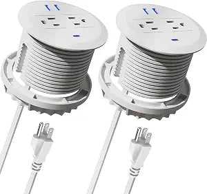 3-inch Desktop Power Grommet,2-Pack,PD20W USB-C,6.5-ft Cord,White