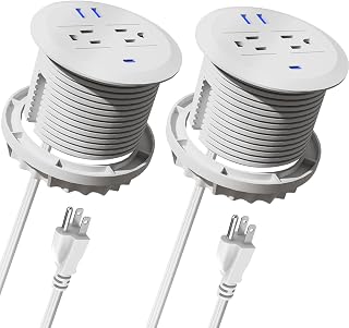 3-inch Desktop Power Grommet,2-Pack,PD20W USB-C,6.5-ft Cord,White - Image 1