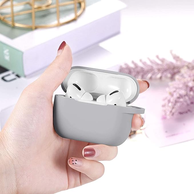 Lerobo Compatible with AirPods Pro 2 Case Cover,Full Protective Shockproof Silicone Protective Case for Airpods Pro Supports Wireless Charging with Carabiner Front LED Visible,Gray
