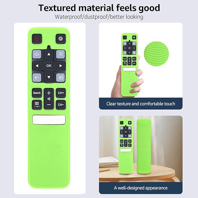 [3 Pack] Protective Cover for TCL RC802V FMR1 FNR1 Smart Voice Remote Control, Silicone Protective Cover Shockproof Anti Slip Anti-Lost Glowing Remote Protector,Glow Blue + Glow Green + Red