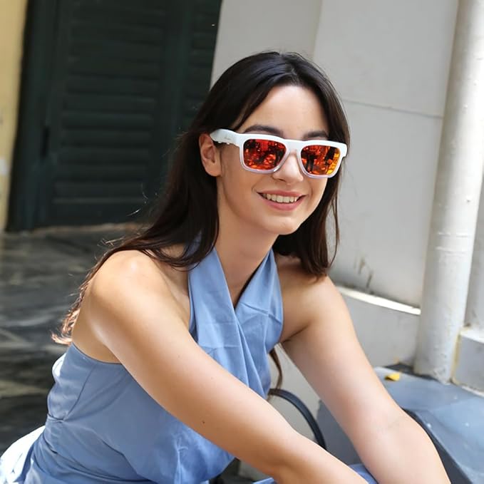 OhO sunshine Bluetooth Glasses: Voice Control and Open Ear Style Smart Glasses to Listen Music & Calls, UV400 Protection Lens