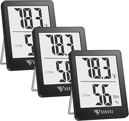 DOQAUS 3 Pack Digital Hygrometer Indoor Thermometer Humidity Monitor Black