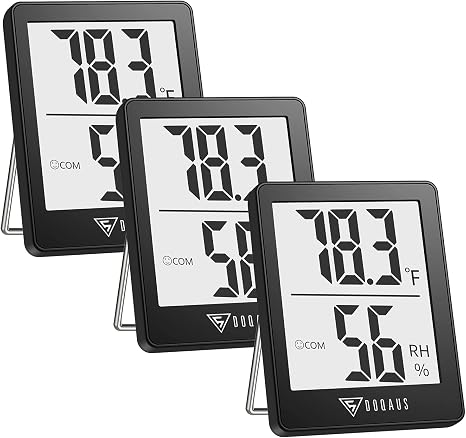 DOQAUS 3 Pack Digital Hygrometer Indoor Thermometer Humidity Monitor Black