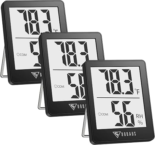 DOQAUS 3 Pack Digital Hygrometer Indoor Thermometer Humidity Monitor Black