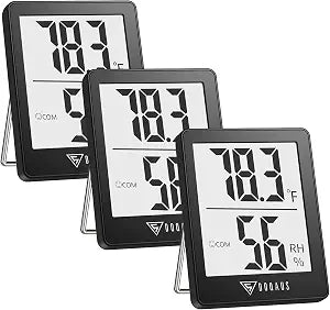 DOQAUS 3 Pack Digital Hygrometer Indoor Thermometer Humidity Monitor Black