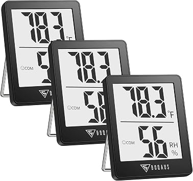 DOQAUS 3 Pack Digital Hygrometer Indoor Thermometer Humidity Monitor Black